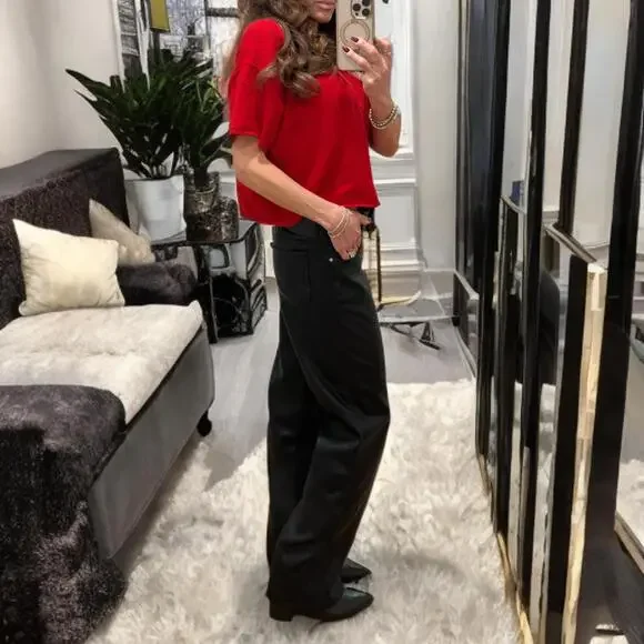 NWT PACSUN x Third Charm SZ M Baddie Relaxed Low Rise Faux Leather Wide Leg Pant - Picture 9 of 10